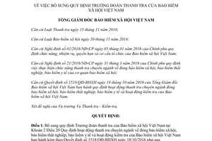 Quyết định 1484/QĐ-BHXH 2017 bổ sung quy định Trưởng đoàn thanh tra Bảo hiểm xã hội Việt Nam