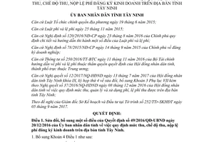 Quyết định 27/2017/QĐ-UBND sửa đổi mức thu chế độ thu nộp lệ phí đăng ký kinh doanh Tây Ninh