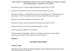 Decree 05/2017/ND-CP treatment property sunk inland port waters territorial waters Vietnam
