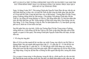 Thông báo 445/TB-VPCP 2017 kết luận Thủ tướng sau khi thị sát thiệt hại bão số 10 tại Hà Tĩnh