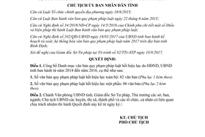 Quyết định 3064/QĐ-UBND 2017 công bố Danh mục văn bản hết hiệu lực Bình Định 2014 2016