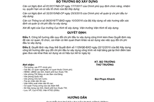 Quyết định 964/QĐ-BXD 2017 công bố hướng dẫn quy đổi chi phí đầu tư xây dựng công trình