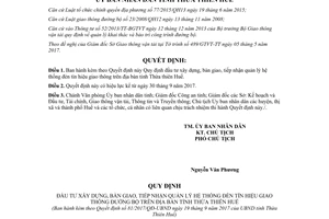 Quyết định 81/2017/QĐ-UBND Quy định đầu tư xây dựng hệ thống đèn tín hiệu giao thông Huế