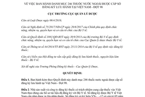 Quyết định 412/QĐ-QLD 2017 danh mục 246 thuốc nước ngoài được cấp số đăng ký Đợt 98