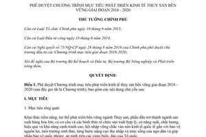 Quyết định 1434/QĐ-TTg 2017 Chương trình phát triển kinh tế thủy sản bền vững 2016 2020