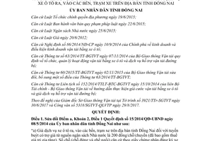 Quyết định 31/2017/QĐ-UBND sửa đổi Quyết định 15/2014/QĐ-UBND giá dịch vụ xe ô tô Đồng Nai