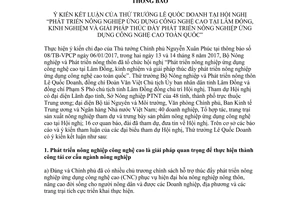 Thông báo 7652/TB-BNN-VP 2017 ý kiến Thứ trưởng thúc đẩy Phát triển nông nghiệp tại Lâm Đồng