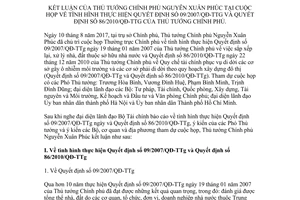 Thông báo 440/TB-VPCP 2017 kết luận của Thủ tướng thực hiện Quyết định 09/2007/QĐ-TTg