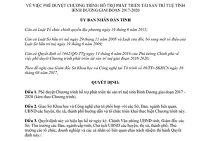 Quyết định 2465/QĐ-UBND 2017 hỗ trợ phát triển tài sản trí tuệ Bình Dương 2017 2020