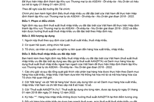 Nghị định 158/2017/NĐ-CP Biểu thuế nhập khẩu ưu đãi đặc biệt thực hiện Hiệp định Thương mại tự do