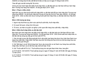 Nghị định 159/2017/NĐ-CP Biểu thuế nhập khẩu ưu đãi thực hiện Hiệp định Thương mại ASEAN Ấn Độ