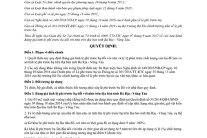 Quyết định 24/2017/QĐ-UBND bảng giá tính lệ phí trước bạ đối với nhà Vũng Tàu