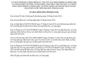 Quyết định 40/2017/QĐ-UBND trình tự xác định nhiệm vụ khoa học công nghệ cấp tỉnh Hà Nam