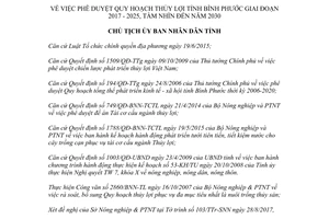 Quyết định 2156/QĐ-UBND 2017 phê duyệt Quy hoạch Thủy lợi Bình Phước 2017 2025