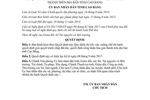 Quyết định 22/2017/QĐ-UBND cưỡng chế thi hành quyết định giải quyết tranh chấp Cao Bằng