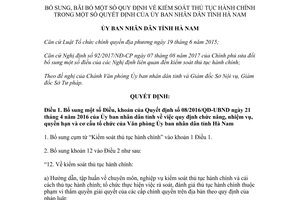 Quyết định 42/2017/QĐ-UBND kiểm soát thủ tục hành chính trong một số Quyết định Hà Nam