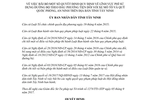 Quyết định 30/2017/QĐ-UBND phí sử dụng đường bộ theo đầu phương tiện xe mô tô Tây Ninh