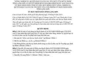 Quyết định 53/2017/QĐ-UBND chức năng nhiệm vụ quyền hạn cơ cấu tổ chức Sở Tư pháp Lạng Sơn