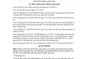 Quyết định 50/2017/QĐ-UBND bãi bỏ mức thu phí lệ phí và tỷ lệ phần trăm được trích Lạng Sơn