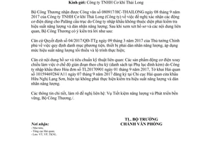 Công văn 8493/BCT-VP 2017 kiểm tra hiệu suất năng lượng và dán nhãn năng lượng