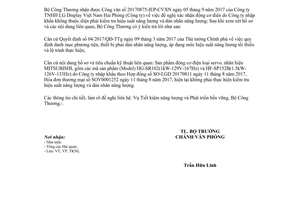 Công văn 8492/BCT-VP 2017 kiểm tra hiệu suất năng lượng và dán nhãn năng lượng