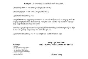 Công văn 14903/QLD-ĐK 2017 nguyên liệu làm thuốc không thực hiện cấp phép nhập khẩu