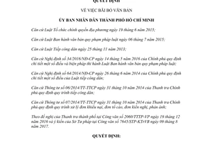 Quyết định 51/2017/QĐ-UBND bãi bỏ văn bản Hồ Chí Minh