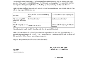 Công văn 5925/TCHQ-GSQL 2017 hướng dẫn xử lý vướng mắc C/O mẫu AI