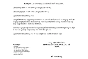 Công văn 14904/QLD-ĐK 2017 nguyên liệu làm thuốc không phải thực hiện việc cấp phép nhập khẩu