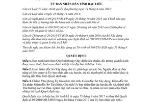 Quyết định 16/2017/QĐ-UBND mua thuê thuê mua nhà ở xã hội Bạc Liêu