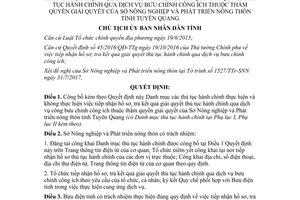 Quyết định 979/QĐ-UBND 2017 thủ tục hành chính dịch vụ công bưu chính công ích Tuyên Quang