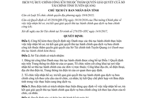 Quyết định 980/QĐ-UBND 2017 thủ tục hành chính dịch vụ bưu chính công ích Tuyên Quang