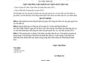Quyết định 364/QĐ-VKSTC 2017 Quy chế công tác kiểm sát việc giải quyết các vụ việc dân sự