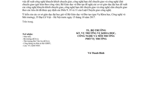 Công văn 4568/BGDĐT-KHCNMT 2017 đề xuất công nghệ khuyến khích chuyển giao