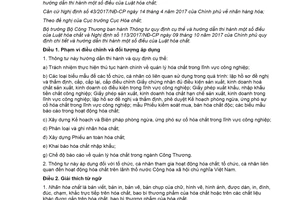 Thông tư 32/2017/TT-BCT hướng dẫn Luật Hóa chất và Nghị định hướng dẫn luật hóa chất