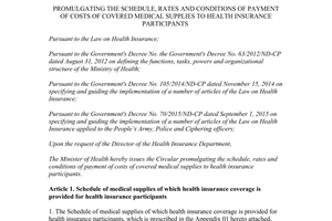Circular 04/2017/TT-BYT schedule rates conditions costs covered health insurance participants