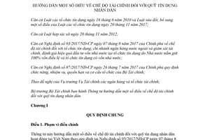 Thông tư 20/2018/TT-BTC hướng dẫn chế độ tài chính đối với quỹ tín dụng nhân dân