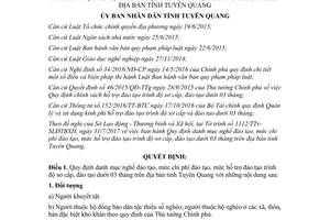 Quyết định 14/2017/QĐ-UBND quy định danh mục nghề đào tạo trình độ sơ cấp Tuyên Quang