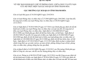 Quyết định 290/QĐ-HQTH 2017 Quy chế Phòng cháy chữa cháy thực hiện ở Cục Hải quan Thanh Hóa