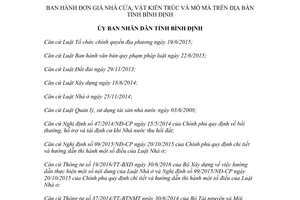 Quyết định 54/2017/QĐ-UBND đơn giá nhà cửa vật kiến trúc mồ mả Bình Định