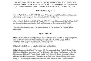 Quyết định 4448/QĐ-BYT 2017 Kế hoạch triển khai Đề án tăng cường kiểm soát kê đơn thuốc