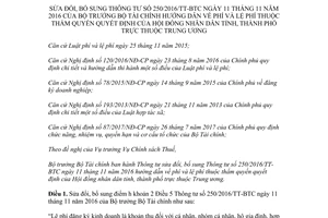 Thông tư 96/2017/TT-BTC sửa đổi Thông tư 250/2016/TT-BTC phí lệ phí