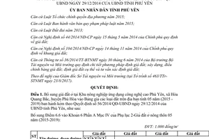 Quyết định 40/2017/QĐ-UBND bổ sung bảng giá đất theo Quyết định 56/2014/QĐ-UBND Phú Yên