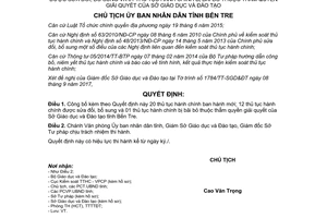 Quyết định 2164/QĐ-UBND 2017 thủ tục hành chính mới thuộc thẩm quyền Sở Giáo dục Bến Tre