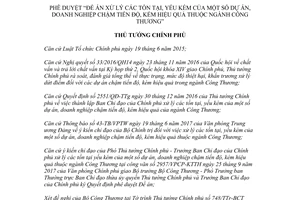 Quyết định 1468/QĐ-TTg 2017 xử lý tồn tại yếu kém của một số dự án doanh nghiệp chậm tiến độ