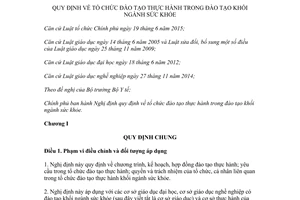 Nghị định 111/2017/NĐ-CP quy định tổ chức đào tạo thực hành trong đào tạo khối ngành sức khỏe