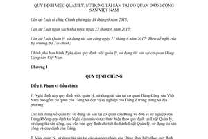 Nghị định 165/2017/NĐ-CP quản lý sử dụng tài sản tại cơ quan Đảng Cộng sản Việt Nam