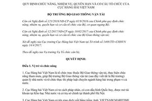 Quyết định 2818/QĐ-BGTVT 2017 chức năng nhiệm vụ quyền hạn cơ cấu tổ chức Cục Hàng hải