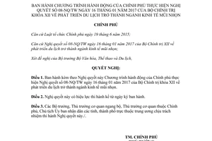 Nghị quyết 103/NQ-CP 2017 Chương trình hành động thực hiện Nghị quyết 08-NQ/TW