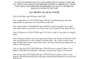 Quyết định 416/QĐ-QLD 2017 đình chỉ lưu hành thuốc chứa hoạt chất phối hợp Trypsin Bromelain